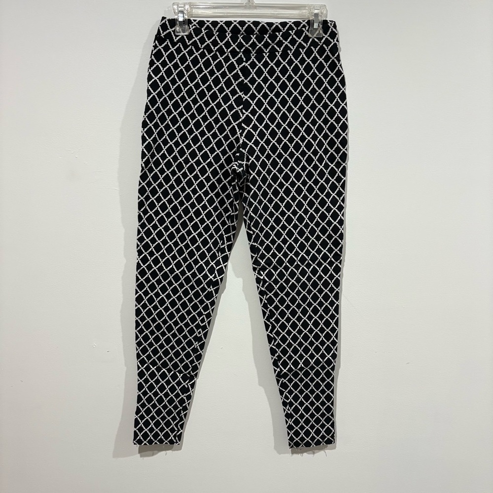 Espresso Black and White Patterned Pull On Pant